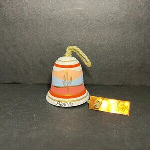 Phoenix Arizona Hand Painted Art Pottery Ceramic Desert Cactus Bell Ornament